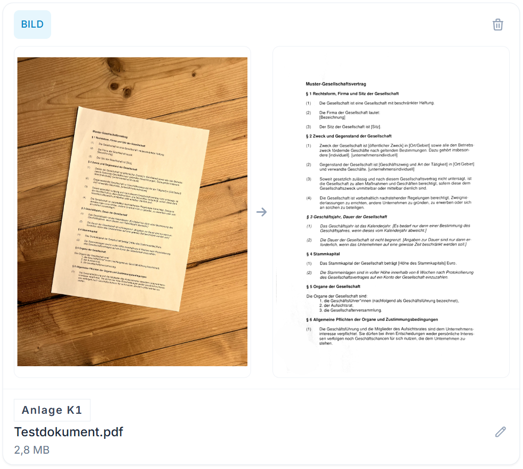 LexLogik: Handyfoto wird zu einem sauber ausgerichteten, professionell wirkenden Dokument.